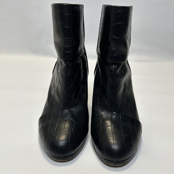 Rag & Bone Womens Newbury Croc Embossed Leather Ankle Booties 5.5 Black Classic - Picture 6 of 10